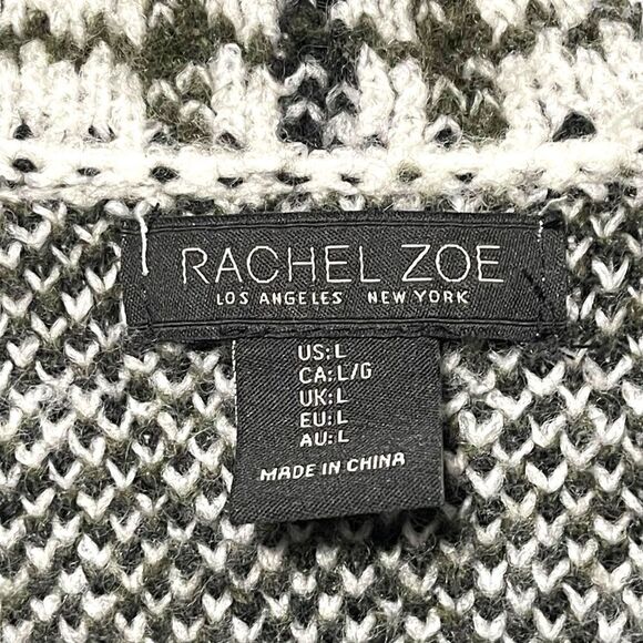 RACHEL ZOE Plaid Knit Double Breasted Sweater Jacket L - Picture 3 of 6